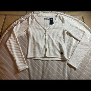 Hollister all white crop top with buttons.